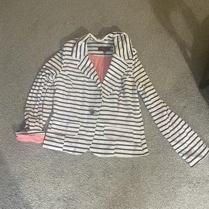 Black and white striped blazer size large
